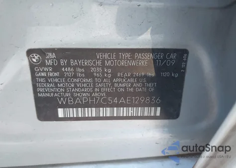 2010 BMW 328I z USA, uszkodzony, nr VIN WBAPH7C54AE129836